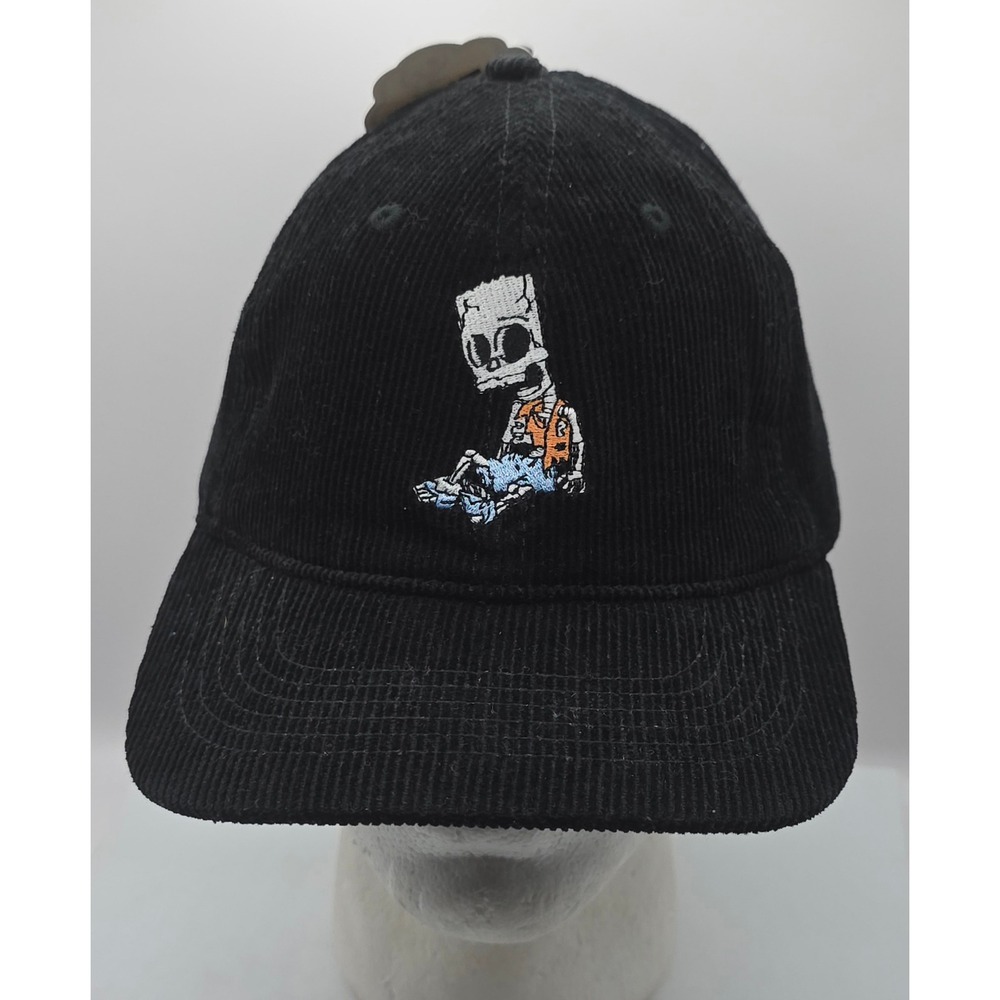 MAD Engine The Simpsons Bart Skeleton Corduroy‎ Baseball Cap Black Strapback Hat
